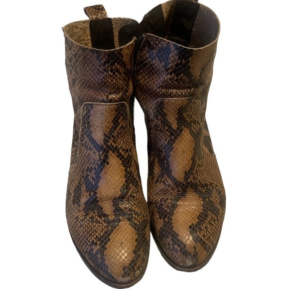 Women's fall ankle boot western coastal cowgirl snakeskin leather booties SZ 9.5 - Picture 1 of 4